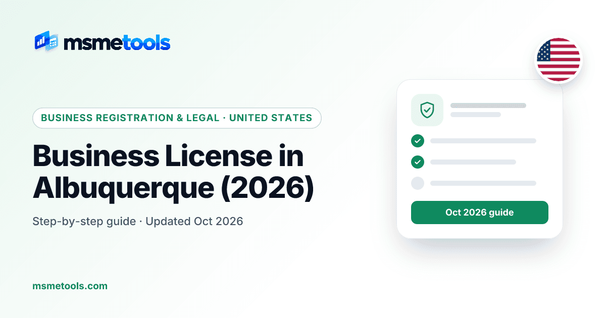 Business license in Albuquerque — MSMETOOLS guide cover