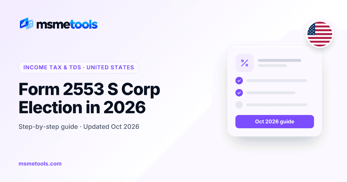 Form 2553 S corp election — MSMETOOLS guide cover