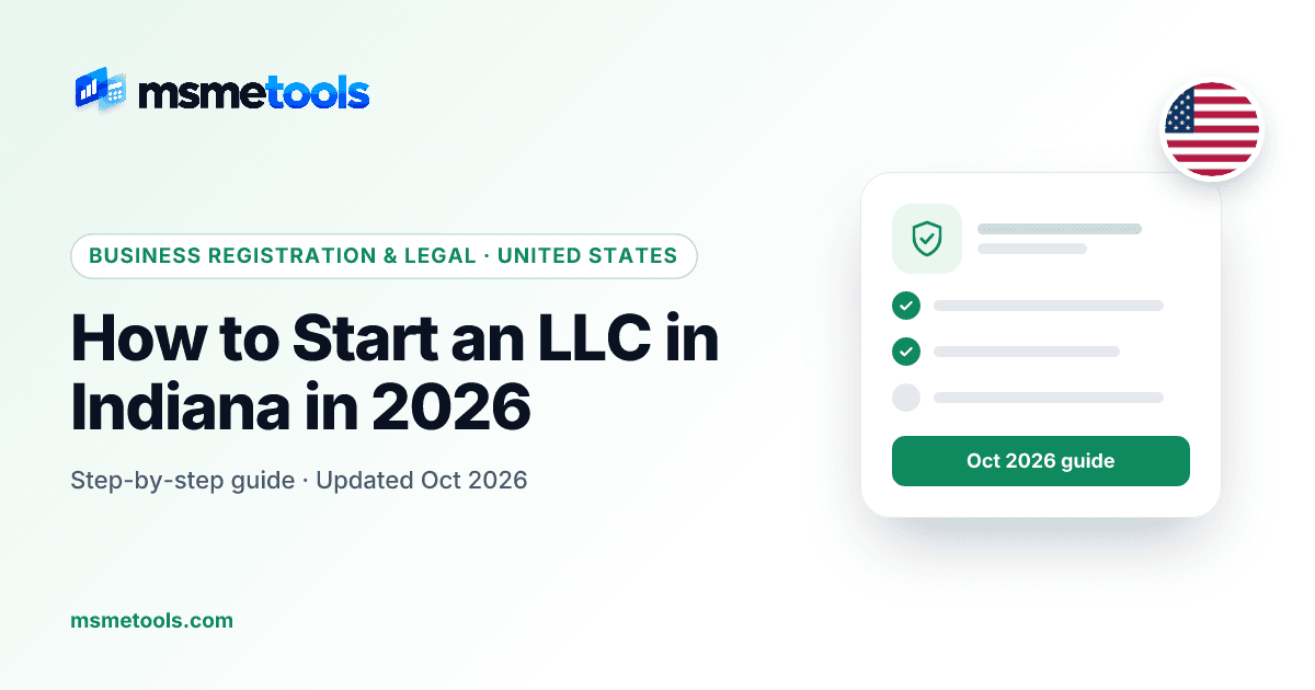 How to start an LLC in Indiana — MSMETOOLS guide cover