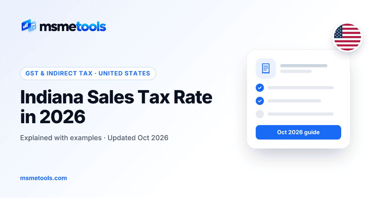 Indiana sales tax rate — MSMETOOLS guide cover
