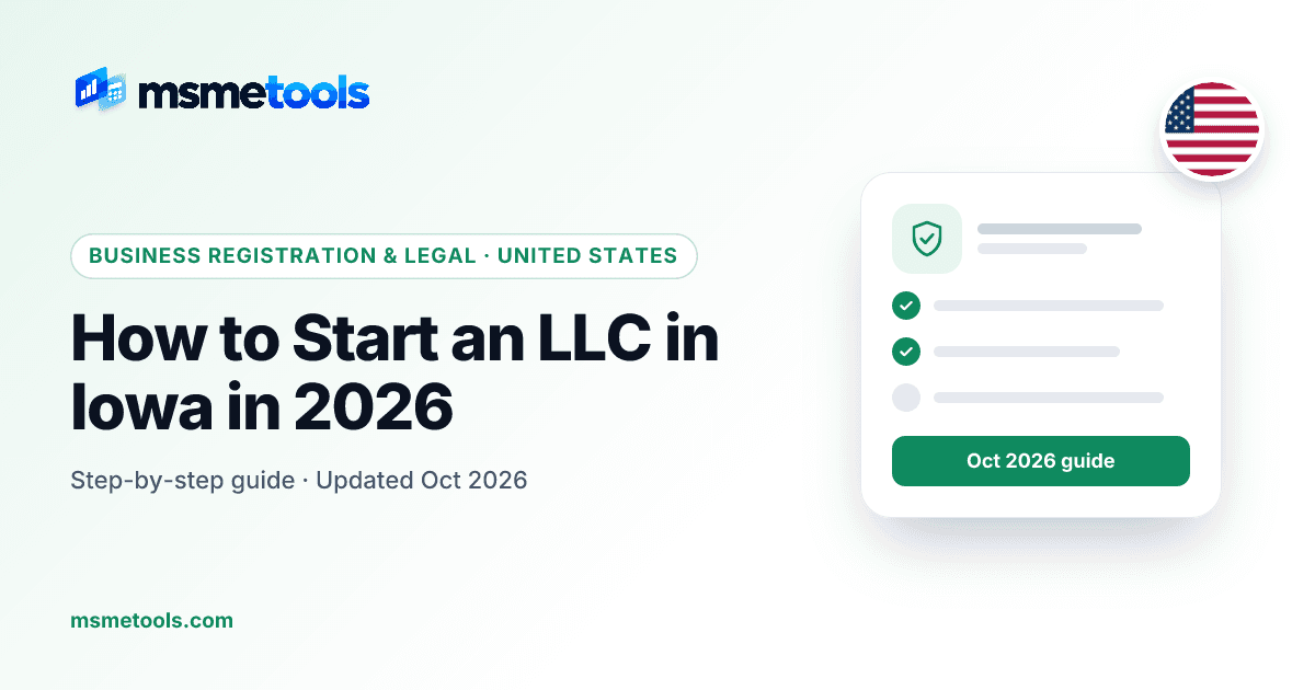 How to start an LLC in Iowa — MSMETOOLS guide cover