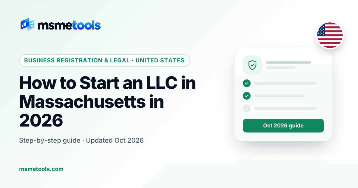 How to start an LLC in Massachusetts — MSMETOOLS guide cover
