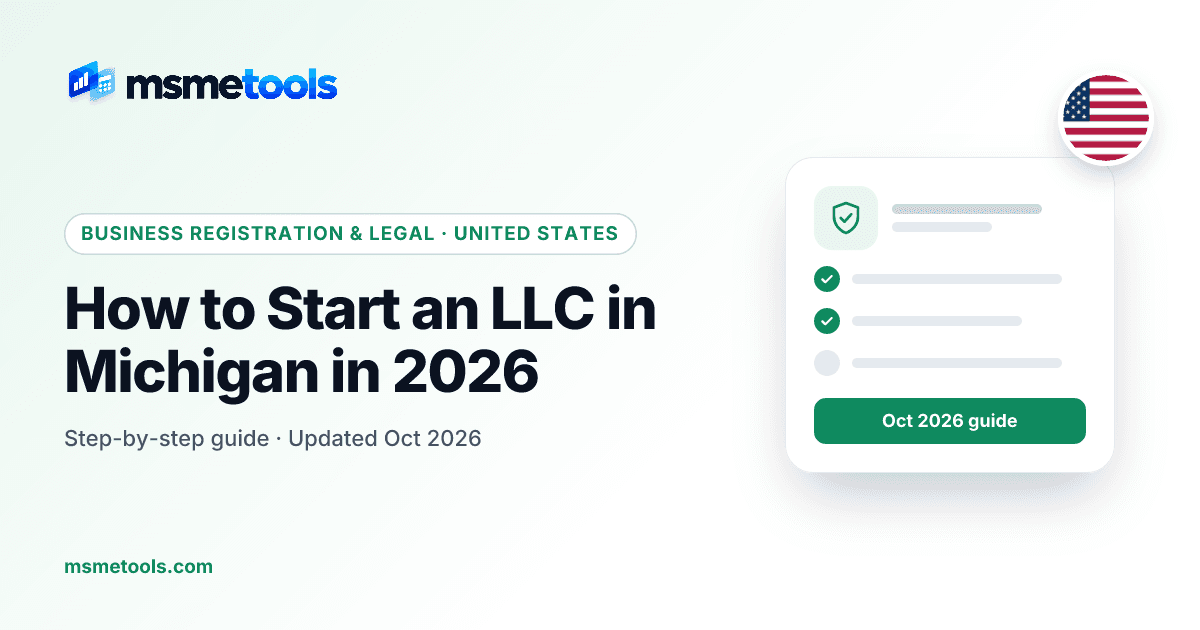 How to start an LLC in Michigan — MSMETOOLS guide cover