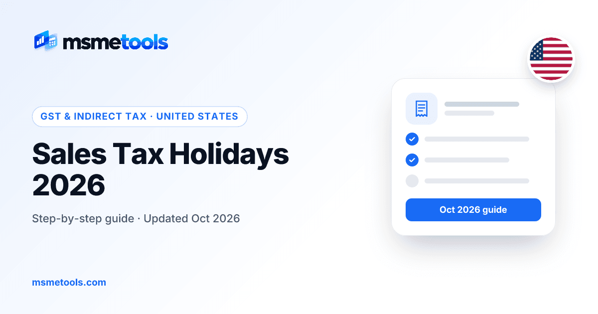 Sales tax holidays — MSMETOOLS guide cover