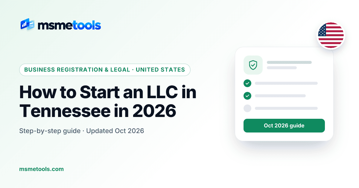 How to start an LLC in Tennessee — MSMETOOLS guide cover