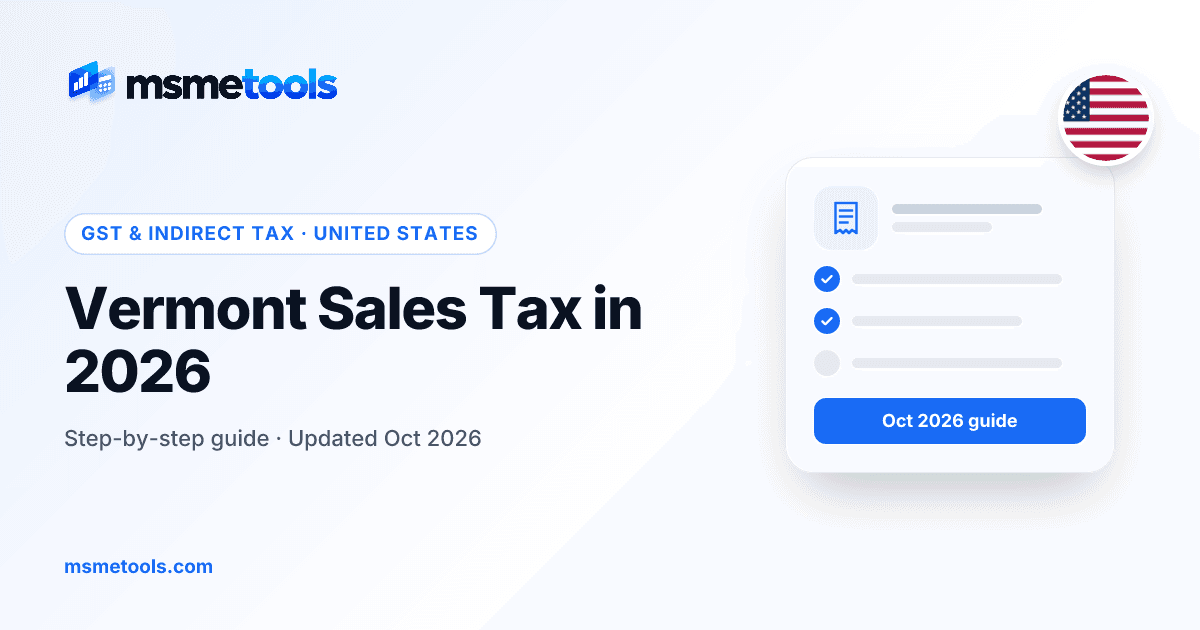 Vermont sales tax — MSMETOOLS guide cover